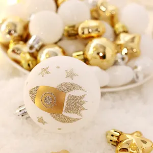 New Design 60Pcs Christmas Balls Ornaments Pack Gold White Shatterproof Christmas Tree Decoration Adornos De Navidad