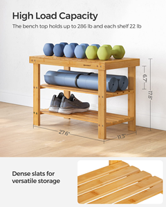 Wholesale Household Custom Bamboo <b>Shoe</b> <b>Rack</b> Bench 3-Tier Sturdy <b>Shoe</b> Organizer - Product Image 5