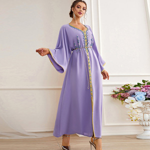 Robe Maxi Abaya musulmane, robe de soirée, Kaftan, Kimono, Ramadan, Arabe, dubaï, col en v, Slim, élégant, Burkha, fournisseur - Product Image 3