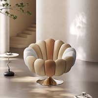 Fauteuil de salon individuel minimaliste italien, design pétale, structure en fer, dossier ergonomique, pour villa, centre commercial, appartement, salle à manger, salon