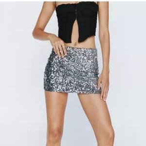 Minifalda Sexy para Mujer, Nueva Moda, con Lentejuelas, para Fiesta de Navidad, con Patrones de Puntos, Decoración con Volantes, Tejido Transpirable para Otoño - Product Image 2