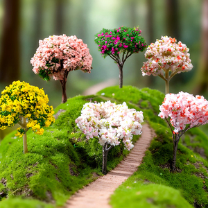 Simulated Mini Flowering Tree <b>Miniatures</b> for Landscape Decorations Blossom Tree Plant Charm Plastic Craft DIY Accessories - Product Image 2