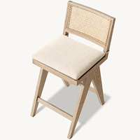 Chaise de bar en bois massif de style américain personnalisée Rhoohill, couleur personnalisée, chêne moderne de luxe avec coussin en tissu de lin