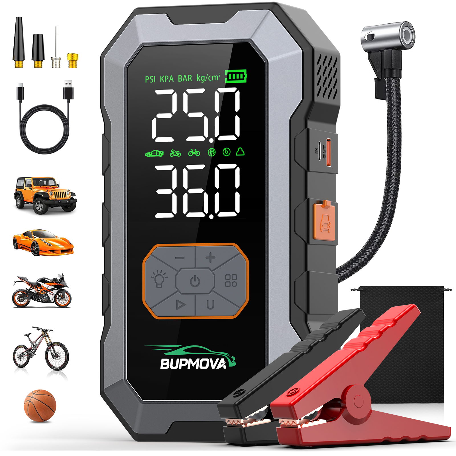 <strong>12V</strong> 4500A Peak <strong>Portable</strong> Car Battery <strong>Jump</strong> <strong>Starter</strong> Booster with Multifunction Air Pump <strong>Jump</strong> Start