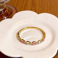 Bracelet rond émaillé de style rétro pour femmes, bracelet ouvert haut de gamme en acier inoxydable, vente en gros d'usine