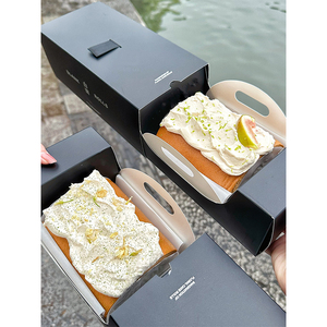 Boîte tiroir coulissante noire premium personnalisable avec logo pour gâteau roulé suisse, gâteau éponge, roulade, desserts <span class=keywords><strong>de</strong></span> boulangerie et pâtisseries, en carton - Product Image 1