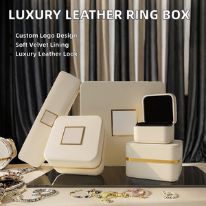 Standard Wholesale Price <b>Women</b> Custom Logo Handmade PU Velvet Lining Lid Closure Luxury Gift Set Fashion Ring Set <b>Jewelry</b> <b>Box</b> - Product Image 2