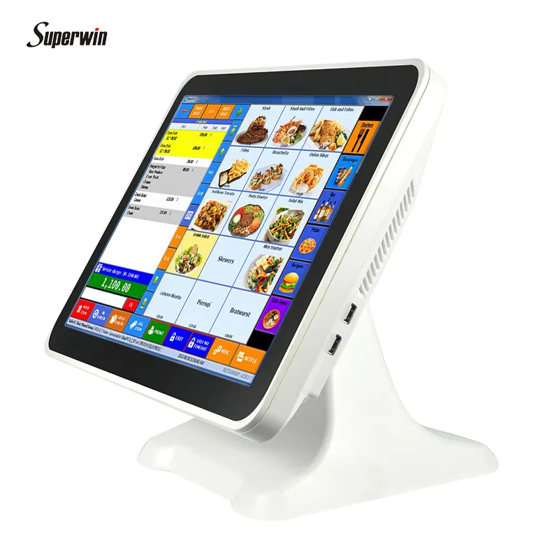 15inch all in one tablet PC pos system touch screen pos machine with thermal printer cash box bar code scannercard reader