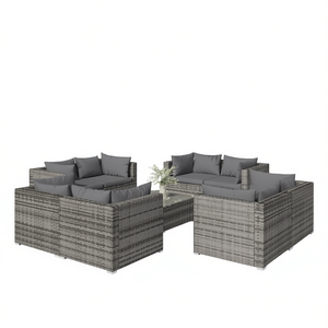 Set Lounge da Giardino Modulare in Rattan PE Grigio, Arredamento da Esterno a 6 Posti dal Design Contemporaneo - Product Image 1