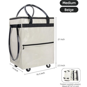 Sac de courses pliable robuste à roulettes, sac de courses réutilisable avec roues et poignée - Product Image 2