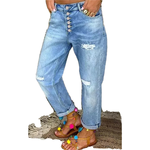 Jeans de mezclilla para mujer, de cintura baja, holgados, rectos, transpirables, informales, de moda, novedad de verano 2025, venta al por mayor para boutiques - Product Image 4