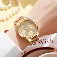 Jam tangan mewah untuk wanita, jam tangan mewah untuk wanita hiasan berlian Inlay Dial tiga mata, jam tangan kuarsa lintas batas pembelian besar