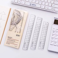Règle droite minimaliste style MUJI à motif ondulé ; Règle en plastique transparent avec graduations, ensemble de papeterie pour étudiants
