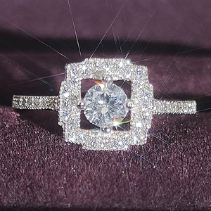 Anillo de Diamantes Q406 para Mujer, Anillo de Compromiso Clásico con Corte Brillante Redondo, Diamante Natural Color G, Joyería de Diamantes Blancos - Product Image 1