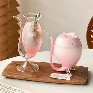 ユニークな透明な吸血鬼カクテル湾曲した麦わらガラスマティーニゴブレット喫煙パイプカクテルグラスバー用 - Product Image 4