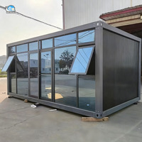 Maison préfabriquée avec mur en verre panoramique, grand balcon, fabriquée à partir de panneaux sandwich en conteneurs, maison modulaire mobile en conteneurs