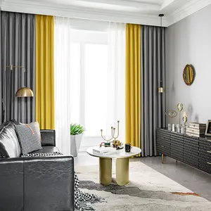 Drop shipping 1 set quantité minimale de commande Custom Luxury Linen Cotton fabric New Designs home windlow Blackout Curtain for living room