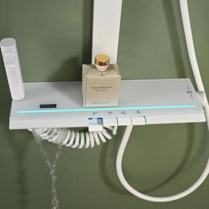 LED <span class=keywords><strong>Piano</strong></span> bagno contemporaneo doccia rubinetto in ottone doppio manico spazzolato finitura ceramica getto pioggia vasca da bagno doccia rubinetto - Product Image 3