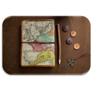 Cuaderno de viaje con mapa del mundo impreso único, hecho a mano, indio, mapa del mundo, cierre de hilo, el mejor planificador con borde de cuero - Product Image 1