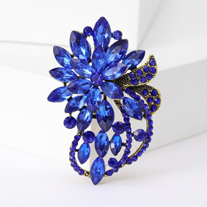 Rhinestone Flower Brooches Women Customized Fashionable Large Classic Vintage Elegant Stainless Steel Gold Plated Gift - Product Image 4