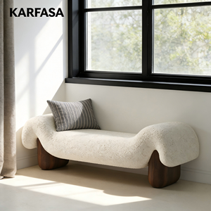 Banco de Canto para Cama Estilo Wabi-sabi, Designer Criativo, Sofá Otomano Minimalista Italiano em Veludo de Partículas KARFASA - Product Image 5