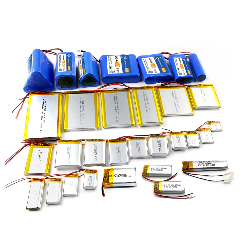 ก้อนแบตเตอรี่ลิเธียมไอออน Lipo polymber 3.7V 4.2V 60mAh 500mAh 850mAh 1000mAh 4000mAh 10000mAh