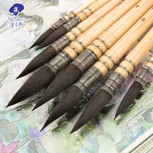Haute qualité artiste brosse écureuil cheveux vadrouille en forme aquarelle brosse en bois laque poignée peinture pinceaux - Product Image 2
