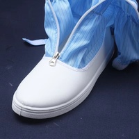 Botas de Trabajo Antiestáticas ESD Personalizadas, Industriales, Resistentes al Polvo, con Parte Superior de Cuero Azul Reutilizable y Suela de TPU, Unisex, para Laboratorio y Cuarto Limpio
