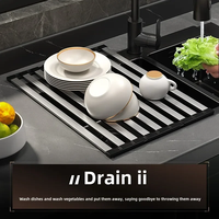 Égouttoir à vaisselle pliable et télescopique en acier inoxydable 304 pour évier de cuisine