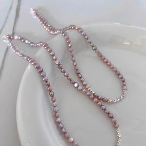 Collar Versátil de Plata de Ley S925 con Diseño de Plata Rota y Perlas de Agua Dulce Naturales de Color Púrpura, un Amor a Primera Vista - Product Image 4