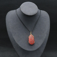 Collier Pendentif Goutte d'Eau en Cristal Naturel Agate Œil de Tigre Enroulé de Fil, Bijou Porte-Bonheur Guérison, Vente en Gros
