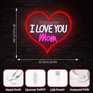 En stock, Néon « <span class=keywords><strong>Je</strong></span> t'aime maman » à intensité variable, enseignes LED en forme de cœur pour la fête des mères, cadeau pour la fête des mères, enseignes néon personnalisées - Product Image 5