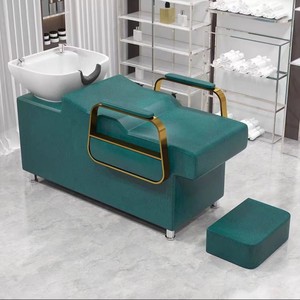 Z Beauty Salon Barber Shampoo Backwash Unit Sink Station White Black Ceramic Tilting Sink with Adjustable Seat Hair Washing <b>Bed</b> - Product Image 5