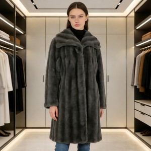 <span class=keywords><strong>Cappotto</strong></span> Lungo da <span class=keywords><strong>Donna</strong></span> in Finta Pelliccia di Visone <span class=keywords><strong>con</strong></span> Stampa Leopardata, Colletto in Finta Chinchilla e Cintura - Product Image 4