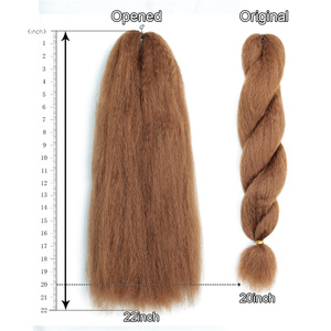 Cabello sintético Kanekalon de 22 pulgadas, liso rizado, para <span class=keywords><strong>trenzas</strong></span> de ganchillo, preestirado, doble trama, ignífugo, 60 g, a granel - Product Image 2