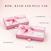 Boîte cadeau rigide personnalisée avec ruban en satin et poignée pour bijoux, cosmétiques, bougies, beauté rose, vente en gros directe d'usine