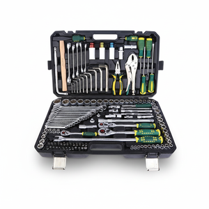 Ensemble d'outils complet avec clé <span class=keywords><strong>à</strong></span> cliquet, douilles, tournevis, pinces dans un coffret en plastique durable <span class=keywords><strong>pour</strong></span> la réparation automobile <span class=keywords><strong>à</strong></span> domicile et les projets de bricolage - Product Image 1