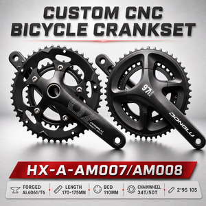 Juego de <span class=keywords><strong>bielas</strong></span> dobles para bicicleta de carretera, 34T 50T BCD110, de aleación de aluminio forjado CNC, 2X, pieza de bicicleta personalizada OEM ODM - Product Image 1