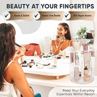 Organisateur de maquillage rotatif à 360 degrés, étagère réglable, boîte de rangement cosmétique ronde tournante, présentoir de maquillage transparent