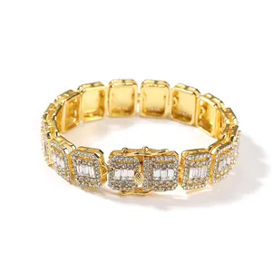 Pulseira hip hop elegante com corrente cubana banhada a ouro, joia nova de liga de diamantes 13 mm