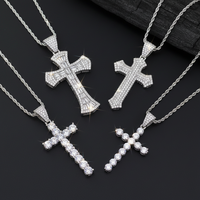 Collier pendentif croix CZ Iced Out avec chaîne torsadée plaqué or, argent, cuivre, bijoux hip-hop