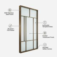 Cloison en verre métallique laser, séparateur en verre métallique gravé au laser de luxe, motif personnalisé pour la décoration de villas et de centres commerciaux