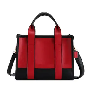 여름 제품 2024 핫 스타일 경쟁력있는 가격 pu 가죽 토트 컬러 블록 가방 여성을위한 우아한 가방