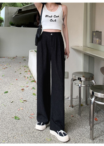 <strong>Women</strong> Casual Pants Office Lady Long <strong>Trousers</strong> Autumn Solid Colors Loose <strong>Elastic</strong> <strong>Waist</strong> Pant Female Straight Wide Leg Pants - Product Image 2
