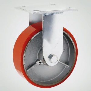 Manufacturer 8inch 200mm Industrial Heavy Duty <strong>Casters</strong> Red Polyurethane Double Ball Bearing Wheels - Product Image 3