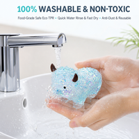 Jouet Squishy Taureau Coloré Scintillant Translucide en Forme d'Animal, Doux et Serrable, Cadeau pour Enfants et Adultes, Nouveauté, Vente au Détail et en Gros