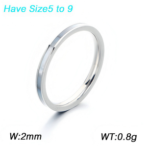 Fashion 316L Stainless Steel <b>Thin</b> Stackable <b>Ring</b> 18K Gold Plated Inlaid Natural Shell Band <b>Ring</b> For wholesale purchase - Product Image 1