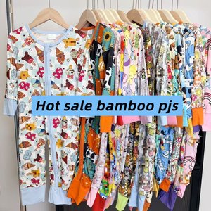 تصميم جديد لبدلة نوم للأطفال من الفيسكوز والخيزران الناعم، ملابس نوم للمواليد الجدد، بدلة قطعة واحدة للأولاد والبنات، ملابس أطفال مطبوعة مخصصة - Product Image 1