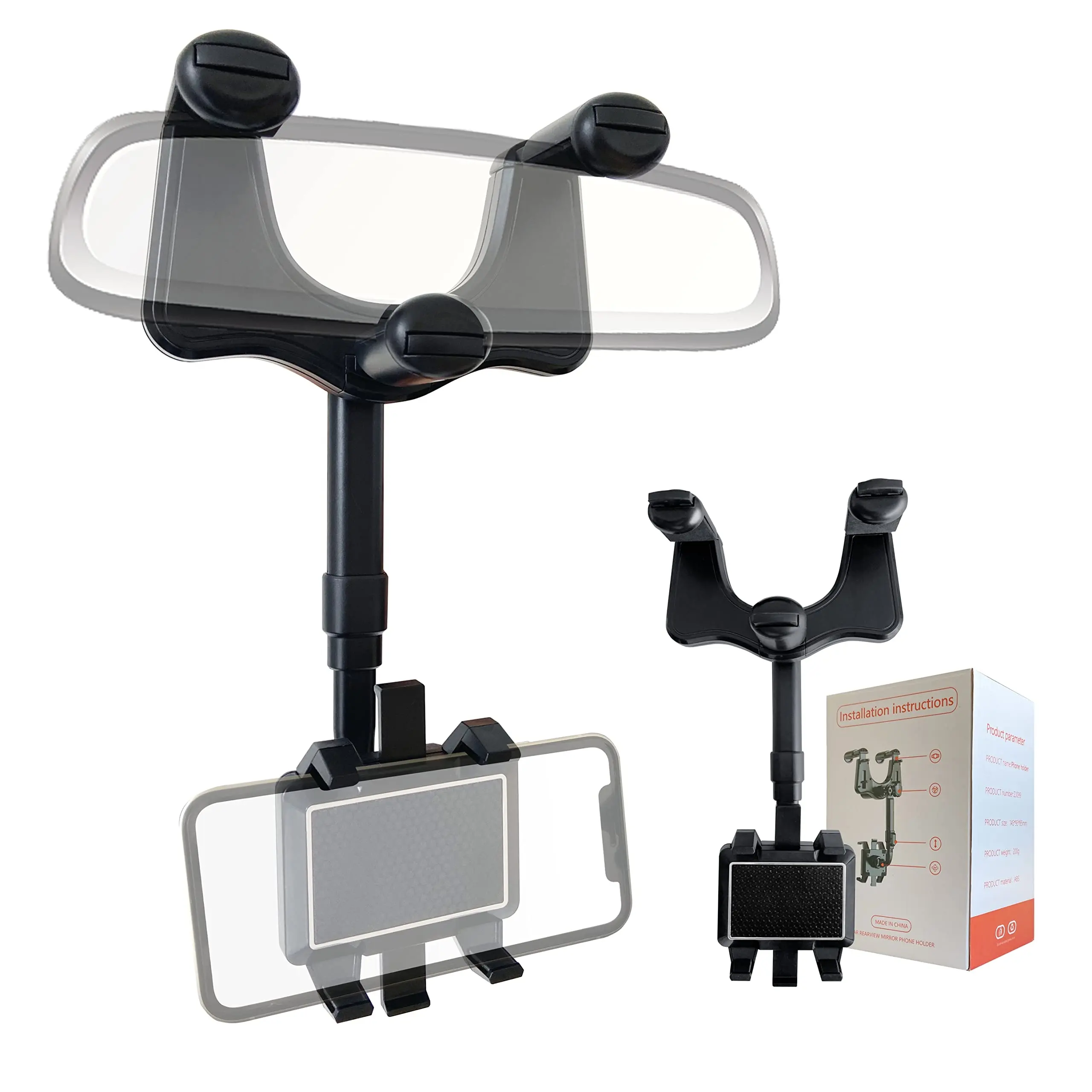Universal Rotatable and Retractable Rearview Mirror Car Phone Holder Rear View Mirror Cell Phone Car Mount