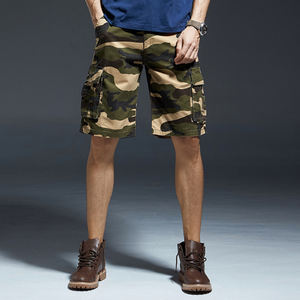 남자의 하이 퀄리티 캐주얼 스트라이프 패턴 통기성 면 혼방 카고 반바지 중간 허리 무릎 길이 스마트 캐주얼 패션 - Product Image 3